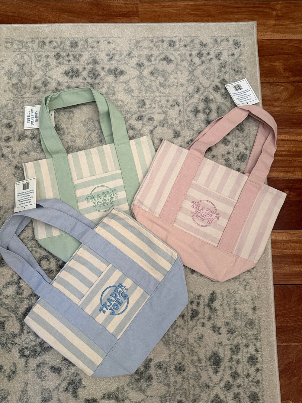 Trader Joe's Pastel Pink Stripe Canvas Tote